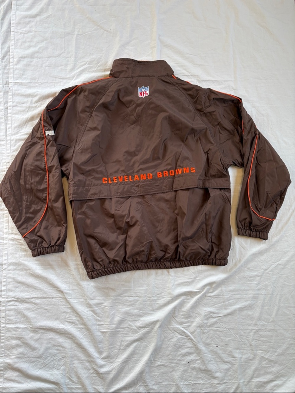 Vintage Puma Cleveland Browns Windbreaker Jacket with Orange Trim & Helmet Patch - Picture 8 of 14